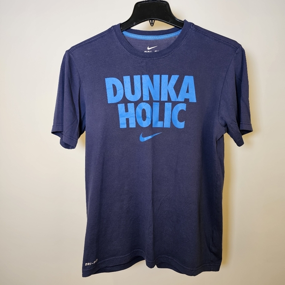 Nike dri-fit blue short sleeve cotton blend knit graphic t-shirt size M US - Picture 2 of 5